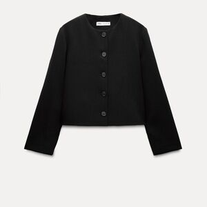 Zara Women Blazer Buttoned jacket round neck